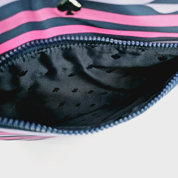 Kate Spade Jae Nylon Kiss Lip Print Crossbody Bag Navy Blue Lavender Pink Zip - Picture 7 of 14
